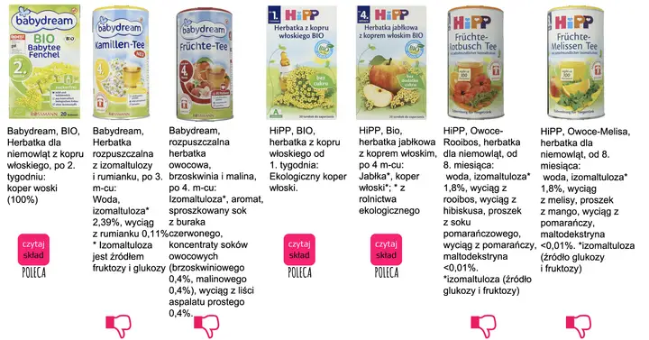 Herbatki dla niemowląt od kiedy? Babydream, HiPP - różne smaki i składy, od 1. tygodnia do 8. miesiąca.